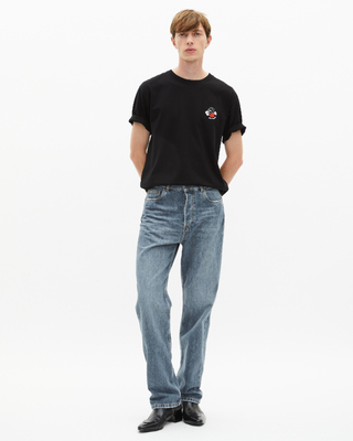 T-shirt with black skull flocking