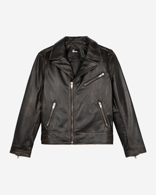 Black leather biker jacket