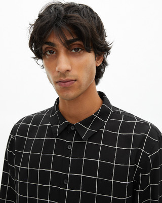 Black plaid shirt