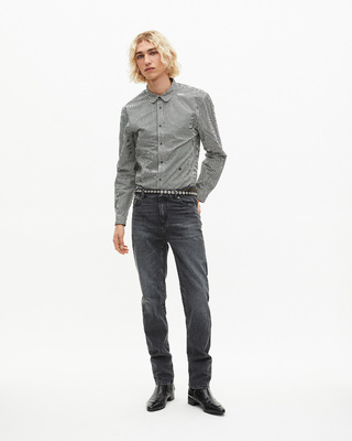White and black checkered shirt
