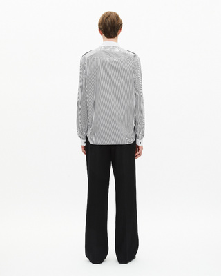 White and black pinstripe shirt