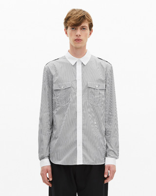 White and black pinstripe shirt