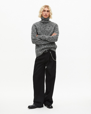 Black and white turtleneck sweater