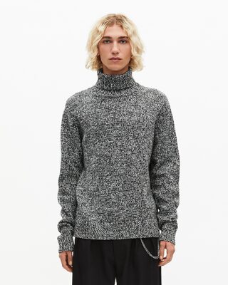 Black and white turtleneck sweater