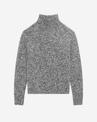 Black and white turtleneck sweater