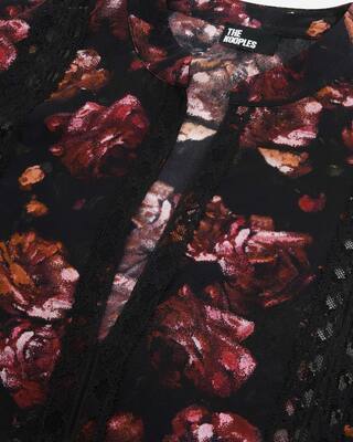 Rose-print blouse in burgundy silk blend
