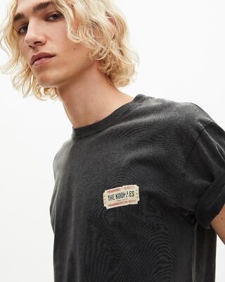 T-shirt with faded black silk-screen print