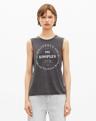 Tank top with faded black screen print