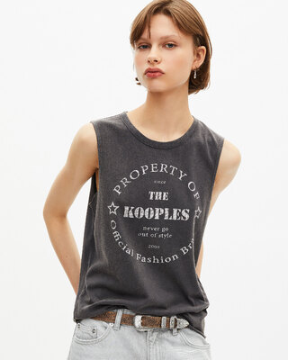 Tank top with faded black screen print