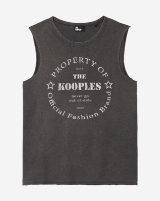 Tank top with faded black screen print