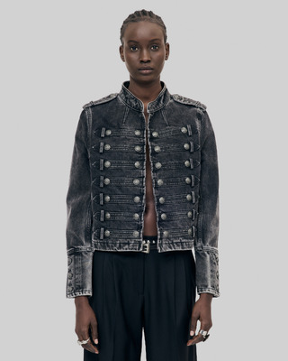 Grey denim officer-style jacket