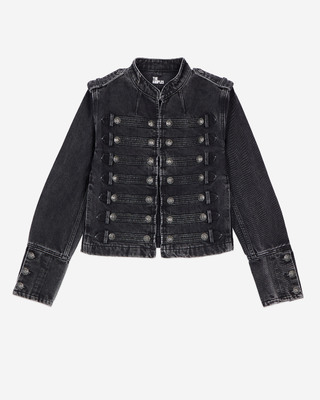 Grey denim officer-style jacket
