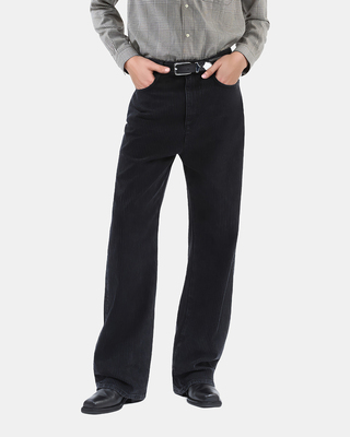 Black ribbed-effect baggy jeans
