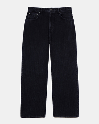 Black ribbed-effect baggy jeans