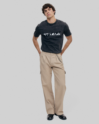 Black What Is denim patch t-shirt
