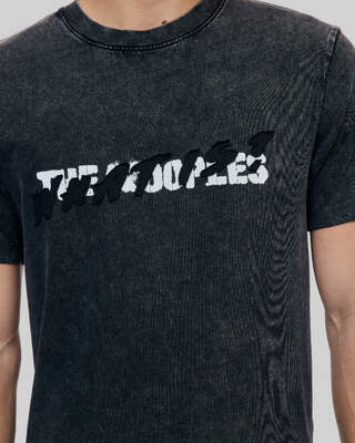 Black What Is denim patch t-shirt