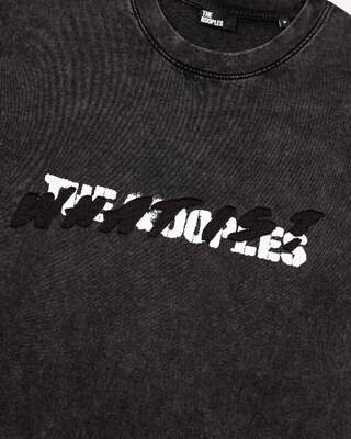 Black What Is denim patch t-shirt