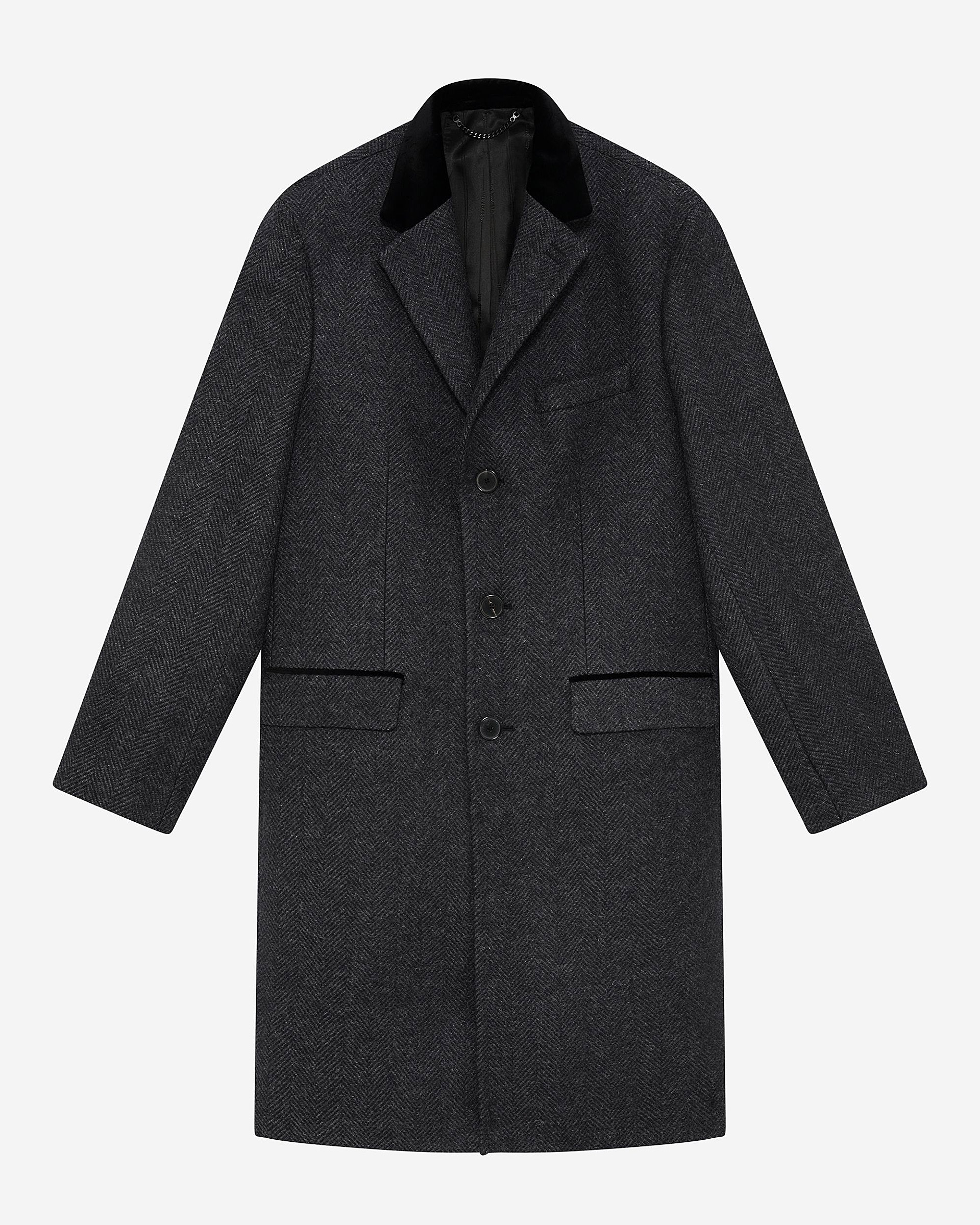 Long coat in anthracite grey wool
