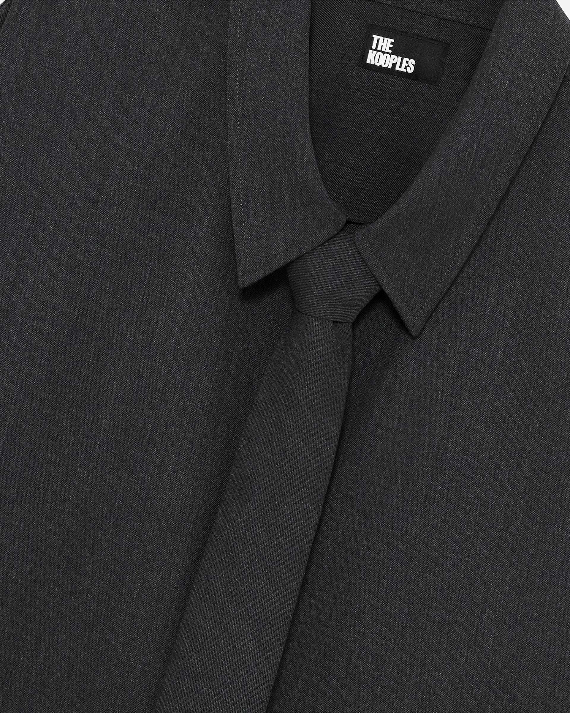 Dark gray wool blend shirt with tie