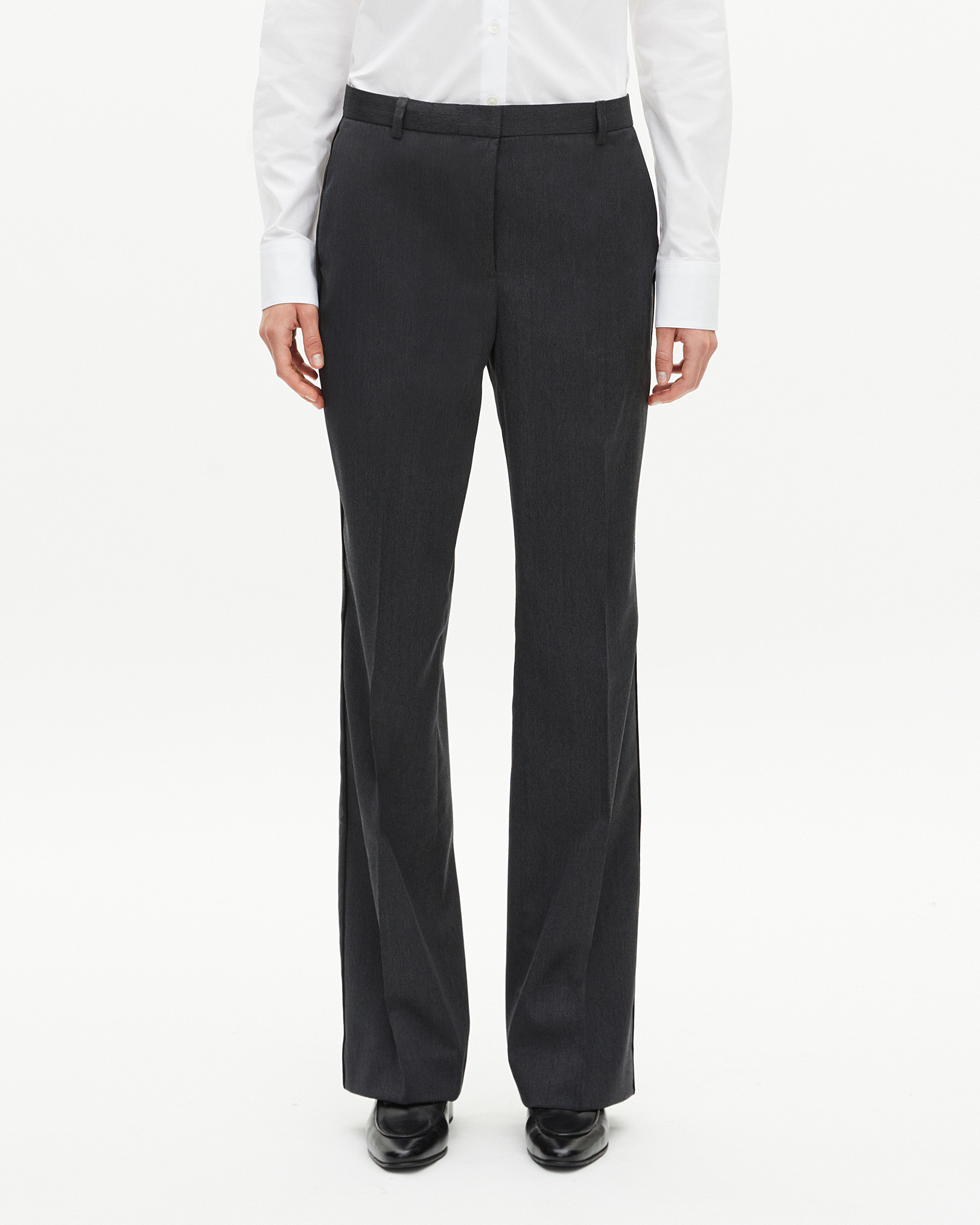 Dark gray wool straight pants