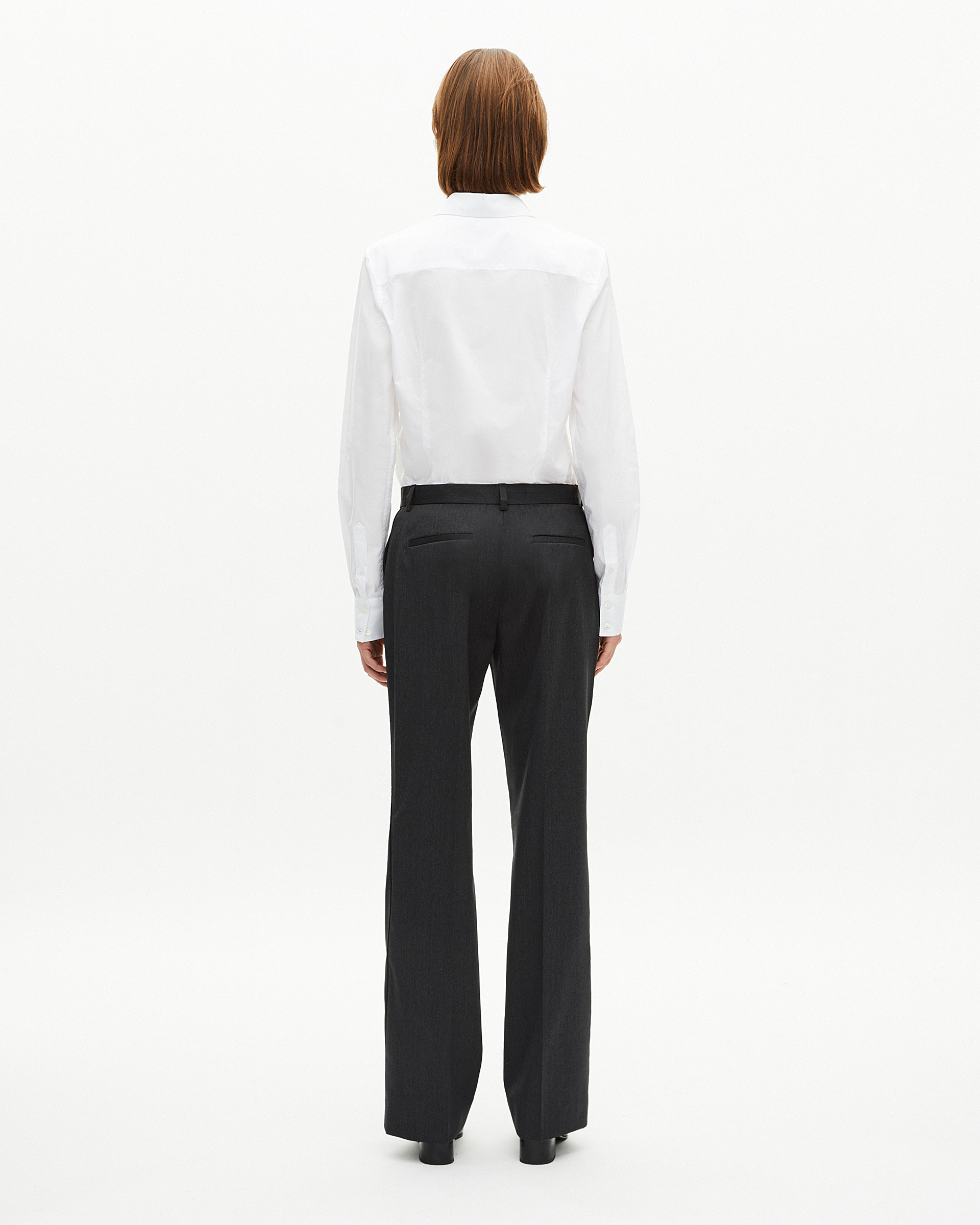 Dark gray wool straight pants