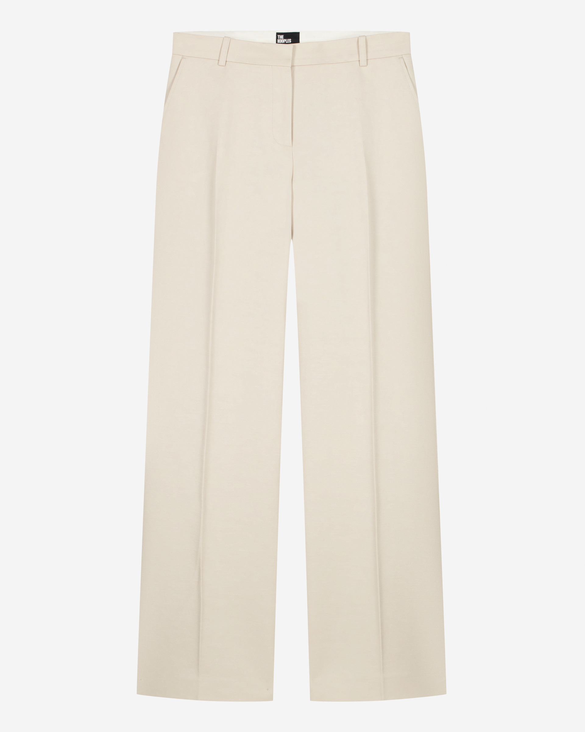 Wide-leg pants in beige linen and cotton