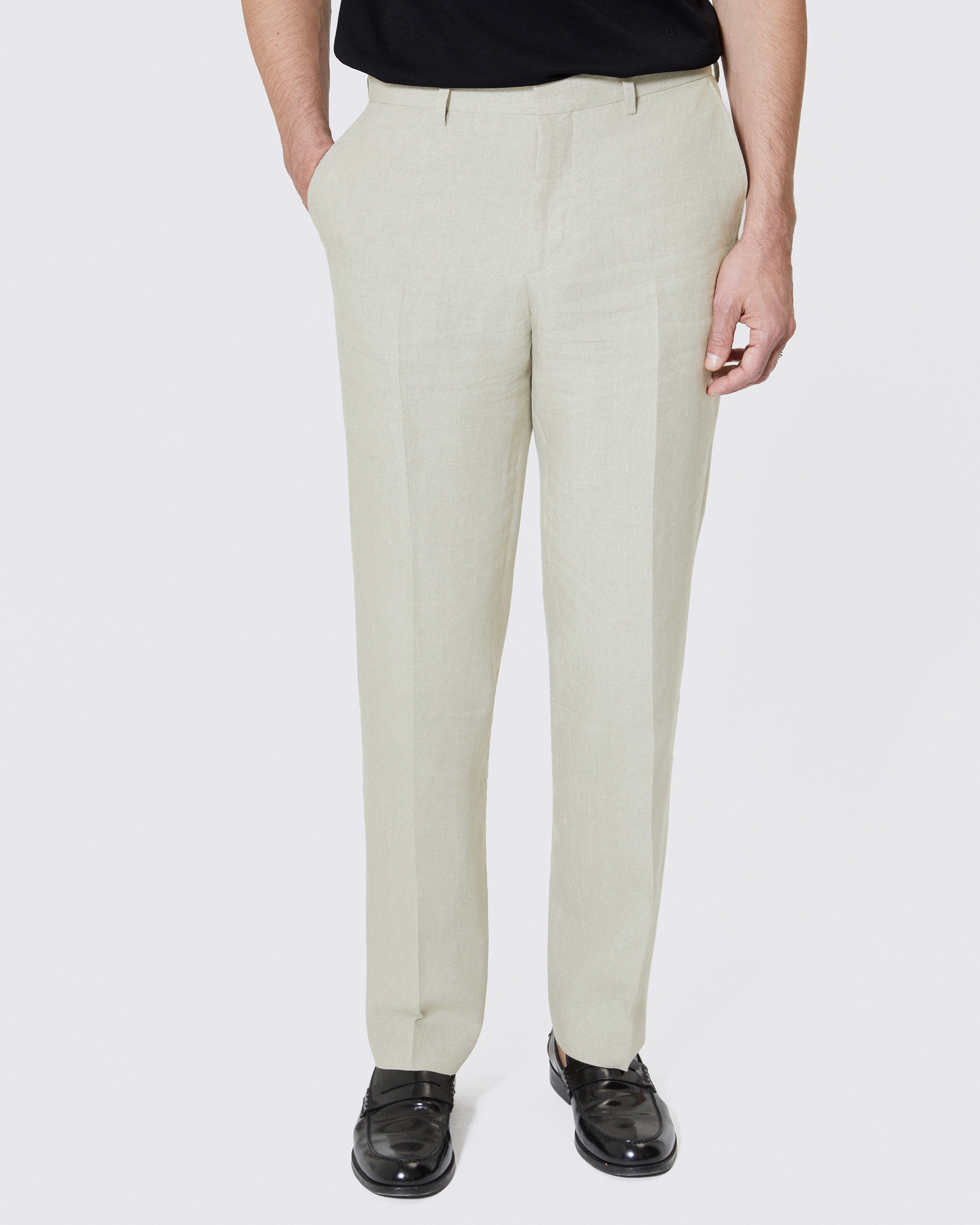 Beige linen suit pants