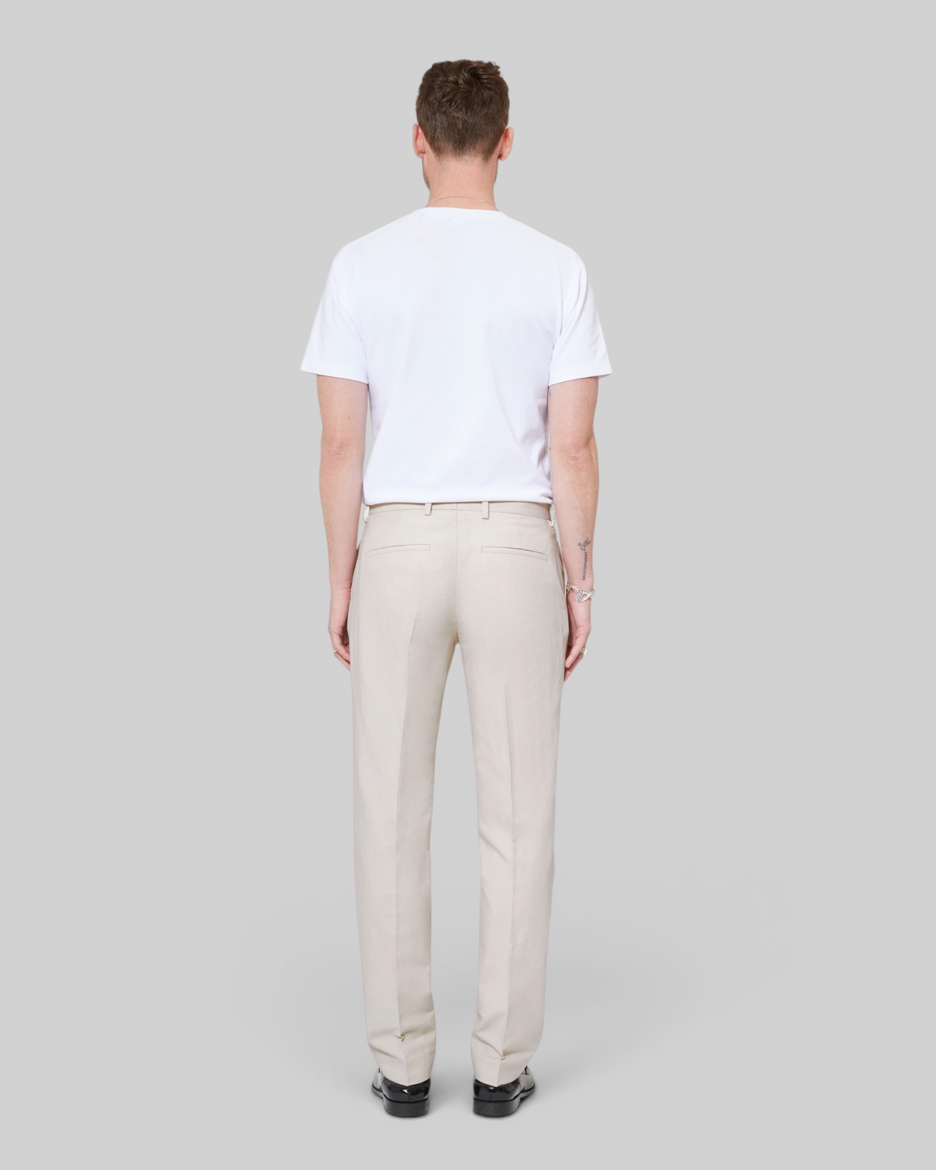 Beige cotton linen suit pants
