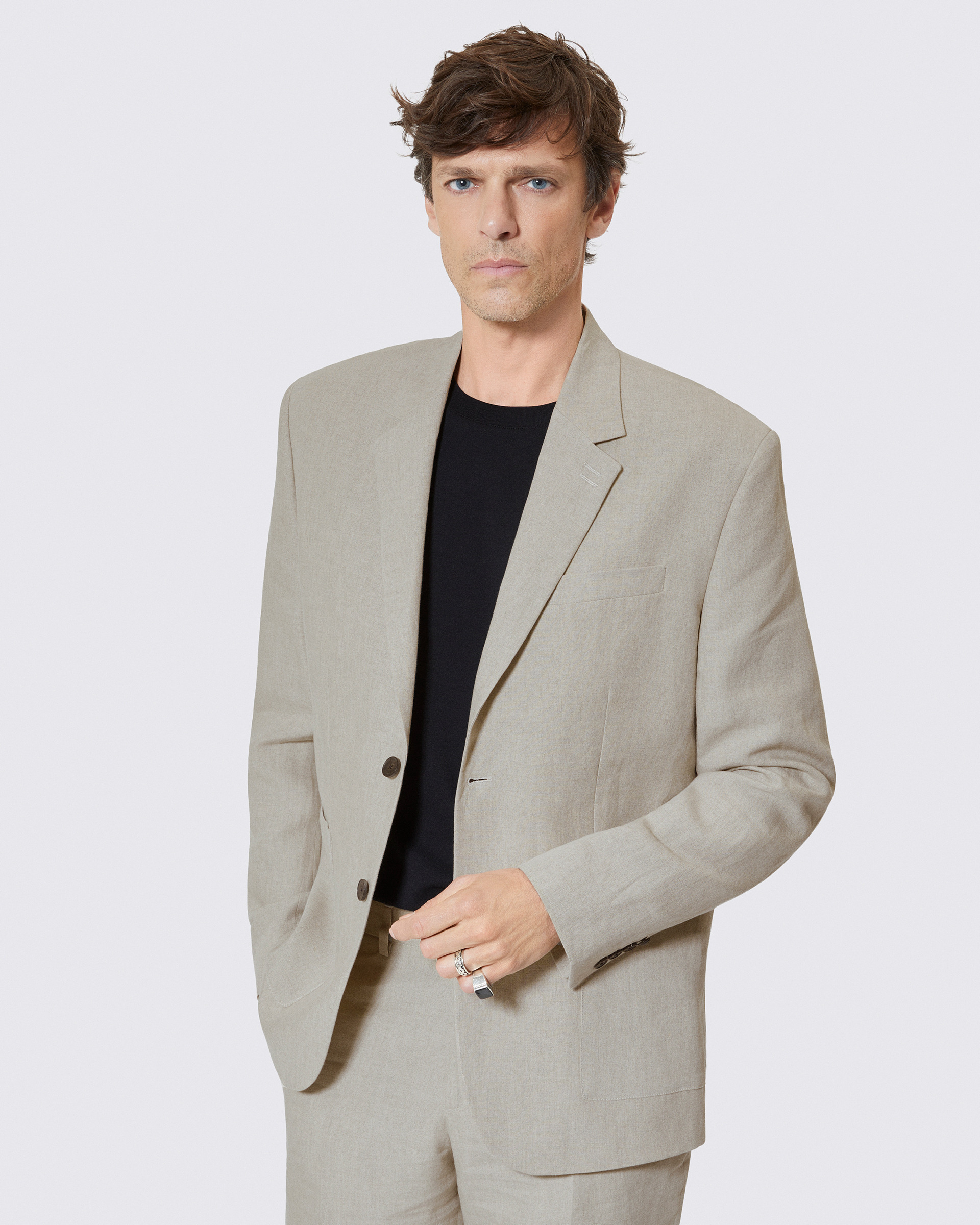 Beige linen suit jacket