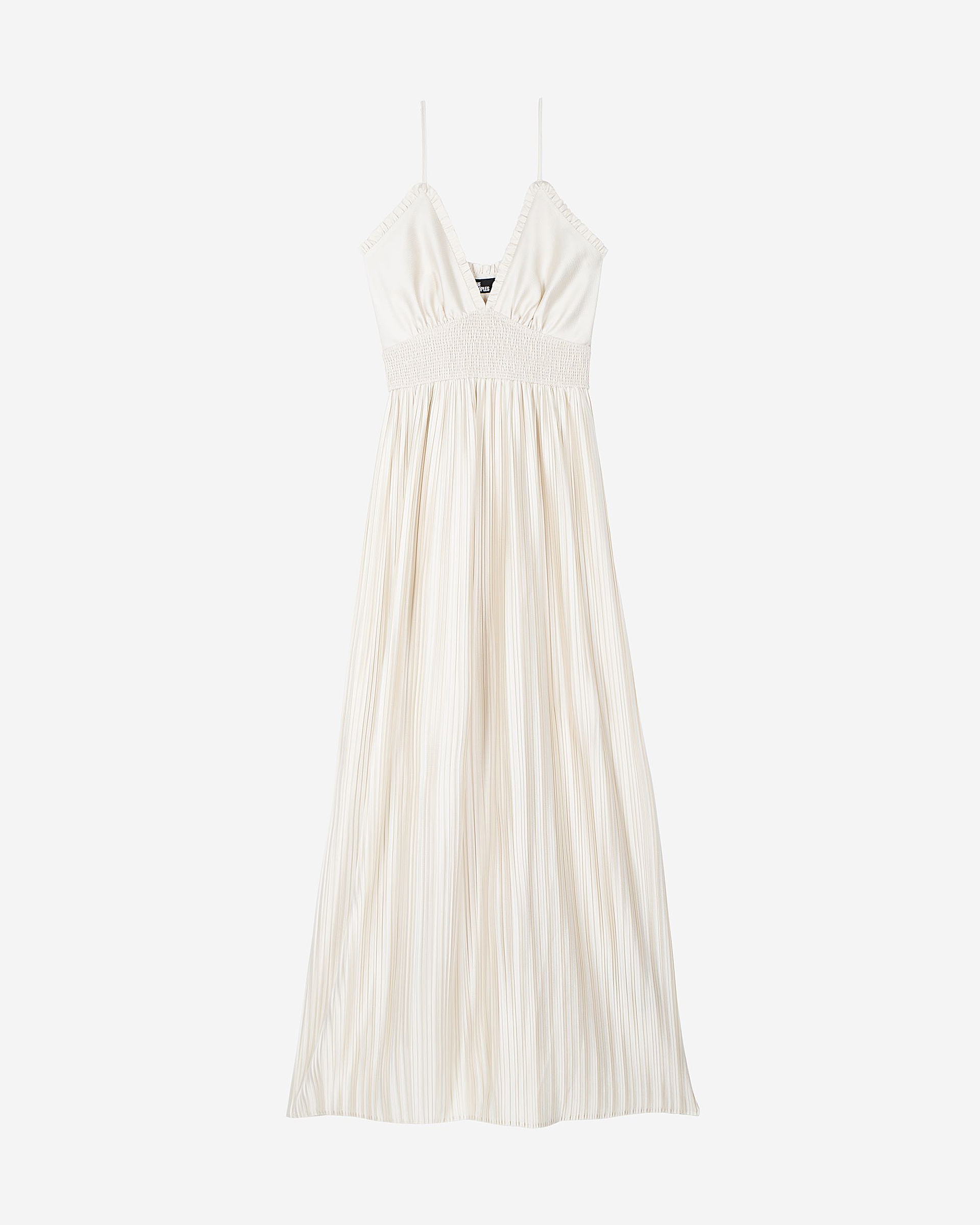 Off-white pleated maxi dress