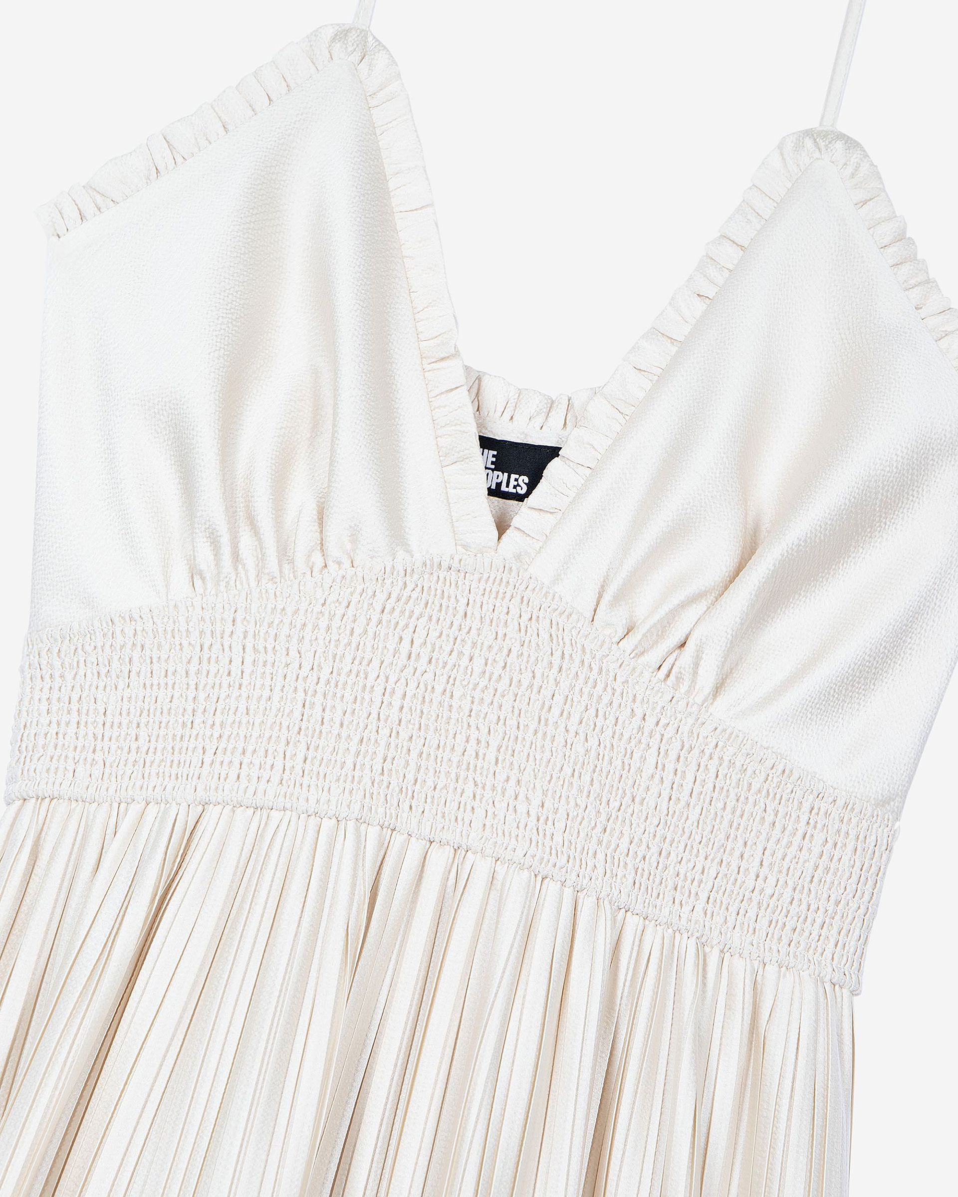 Off-white pleated maxi dress