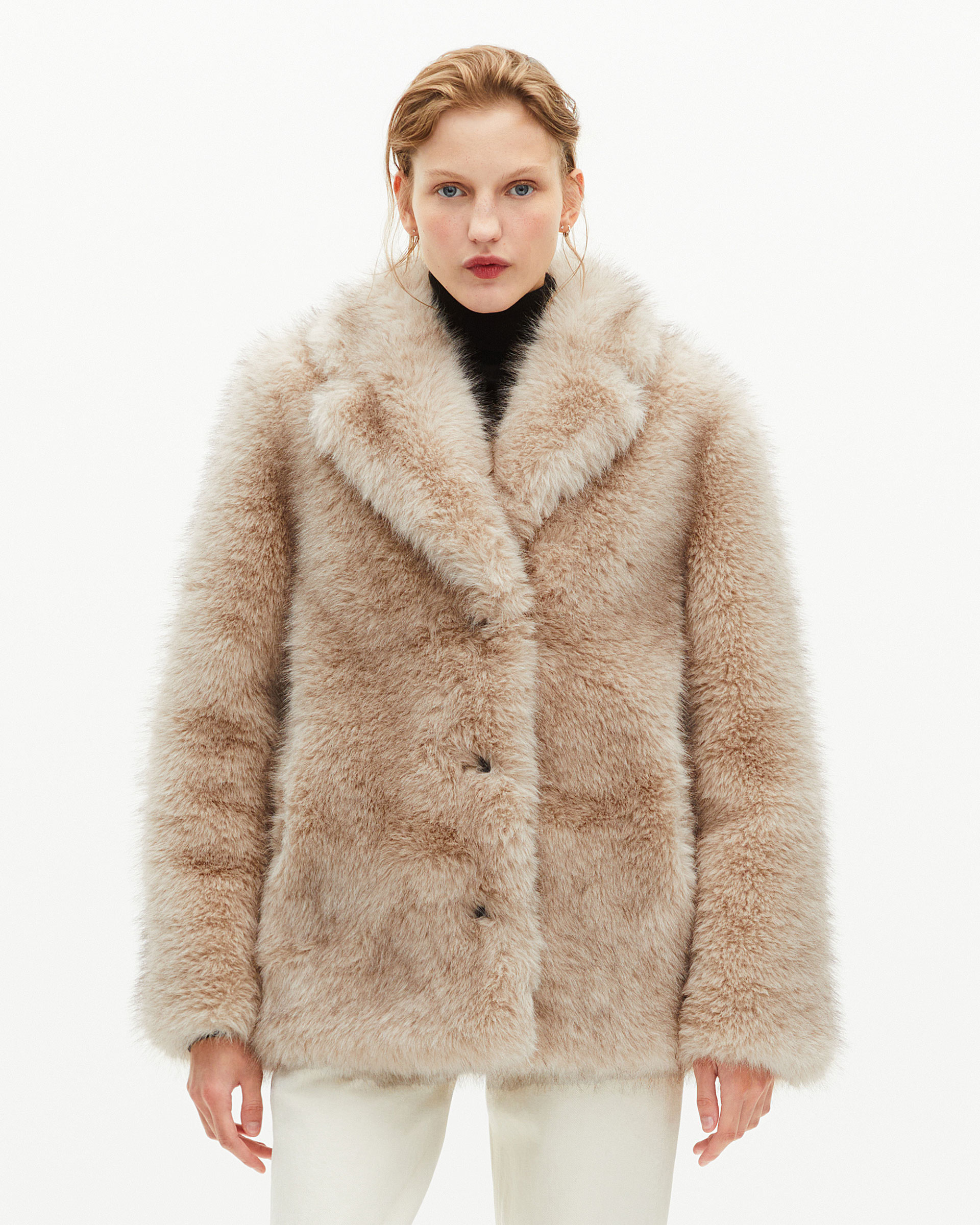 Beige fur-effect coat
