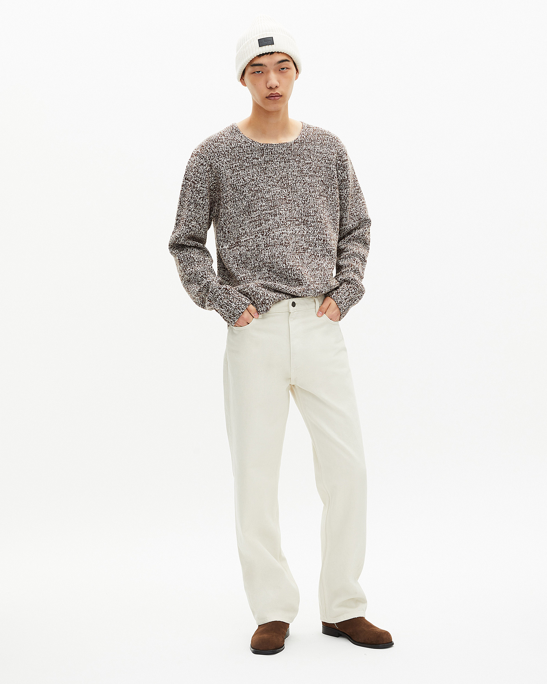 Beige and white sweater