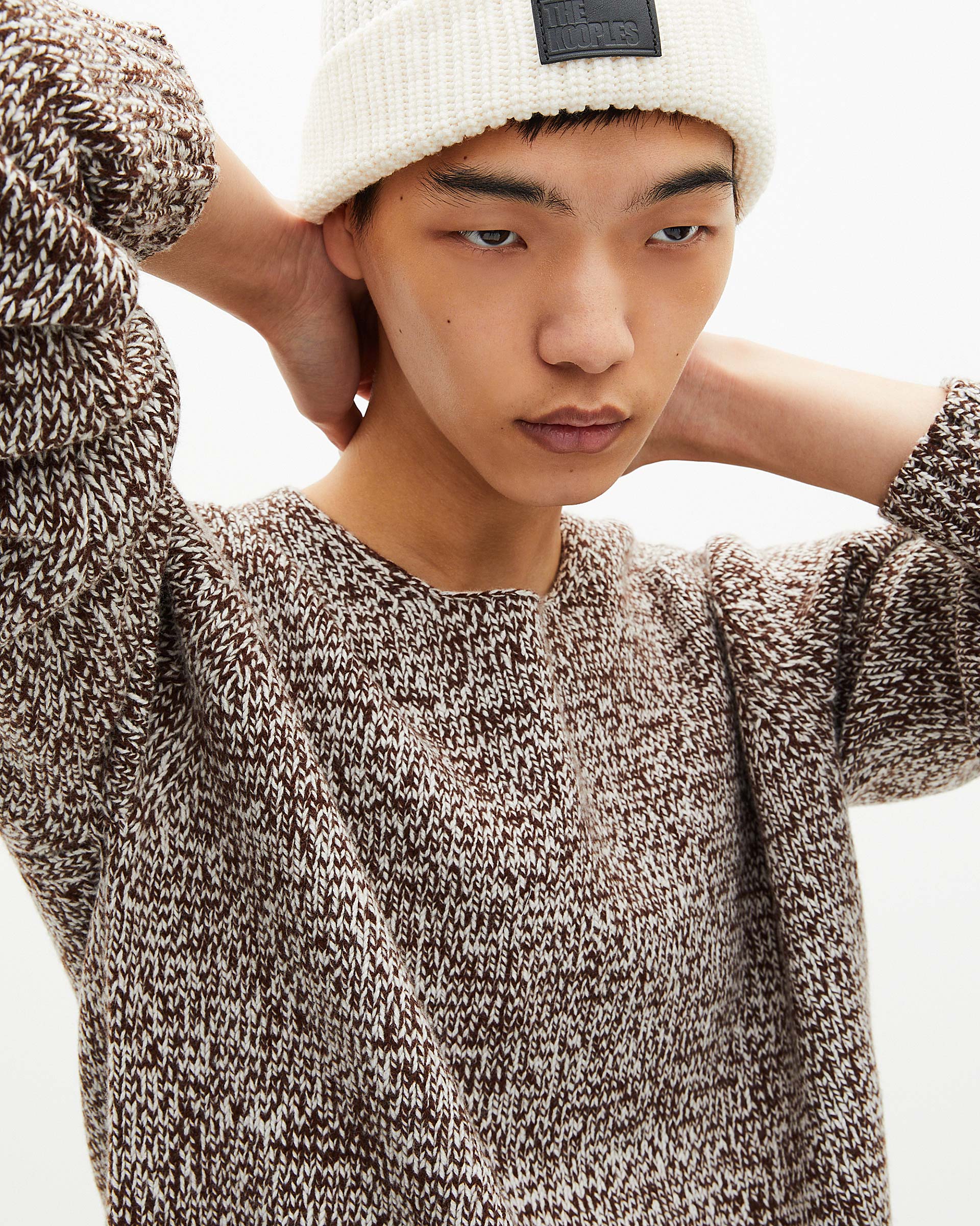 Beige and white sweater