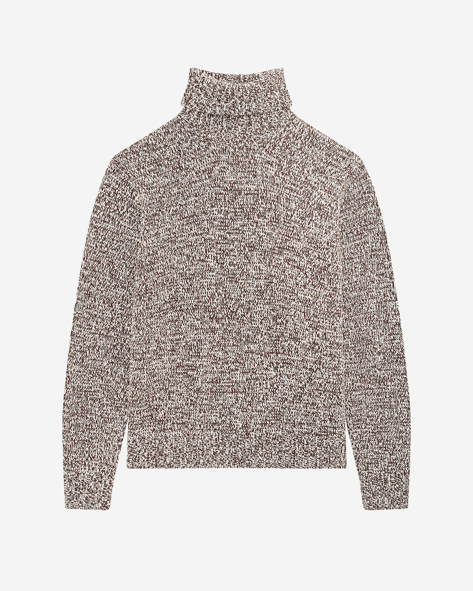 Beige and white turtleneck sweater
