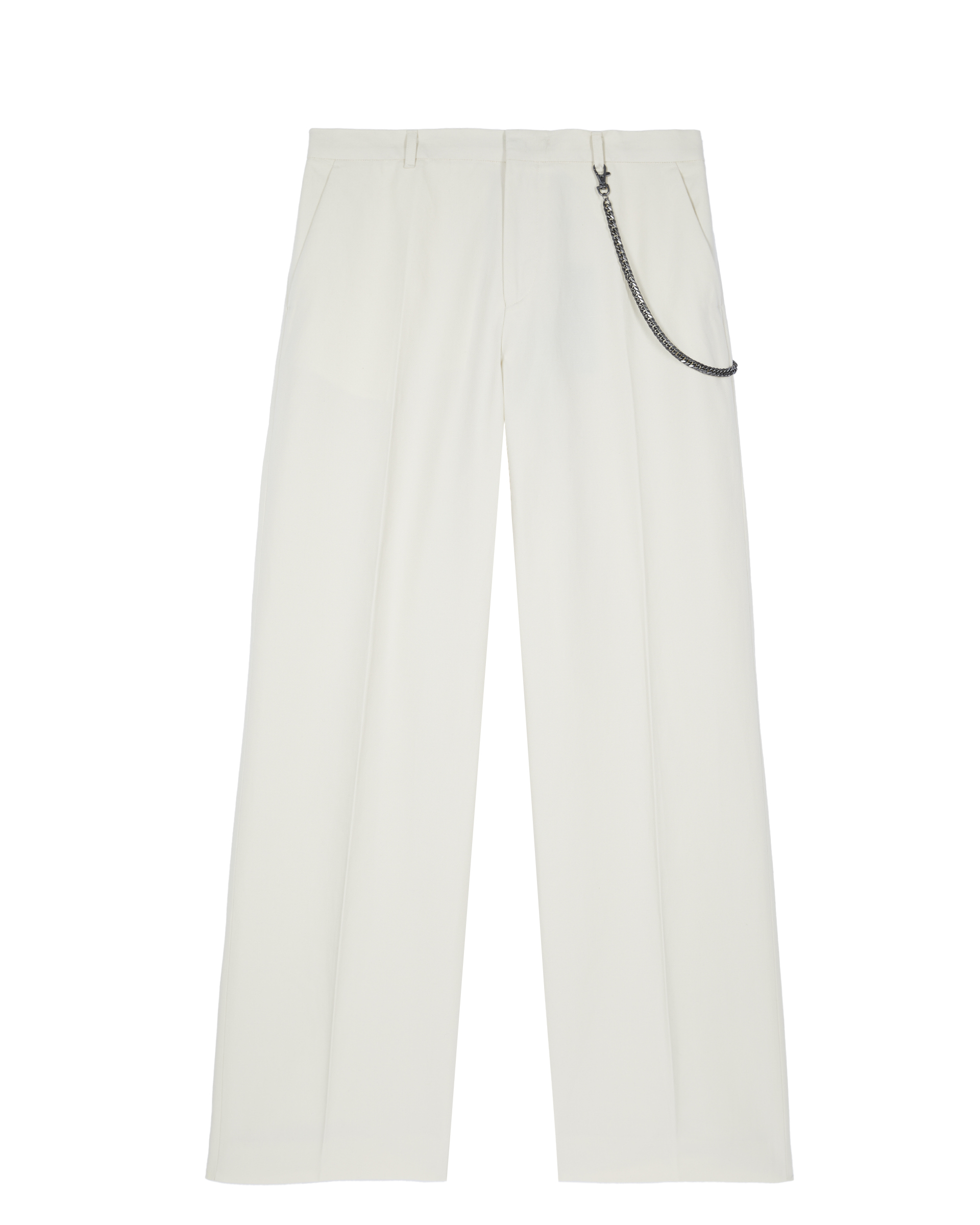 Beige wide-leg chain pants