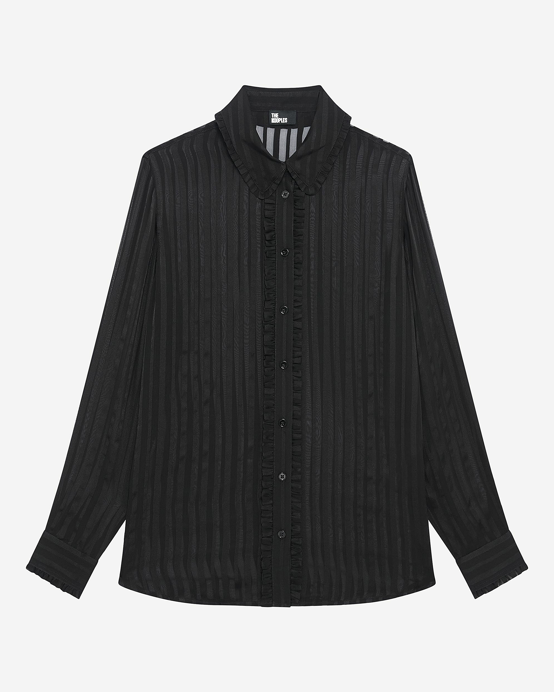 Black silk ruffled shirt