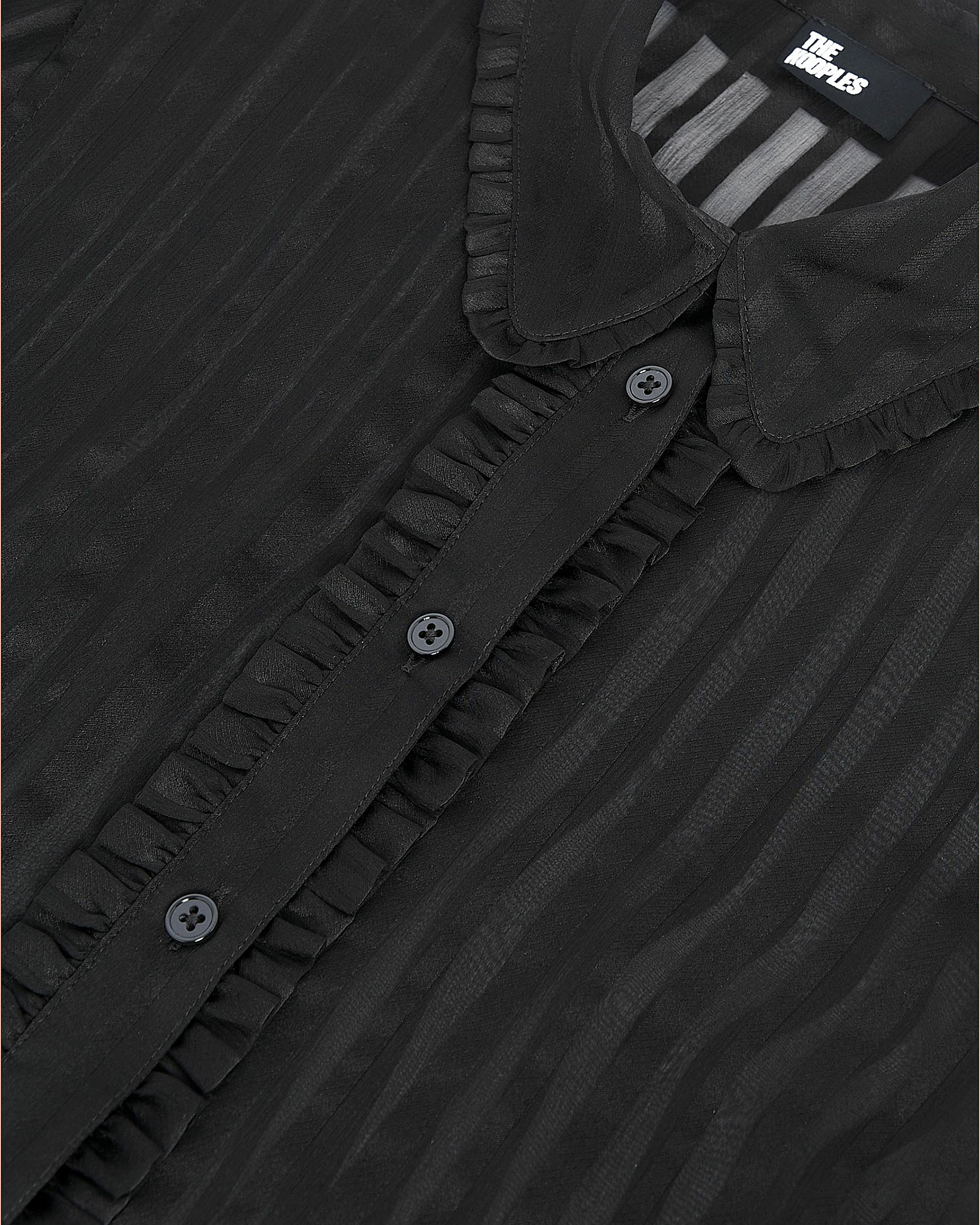 Black silk ruffled shirt