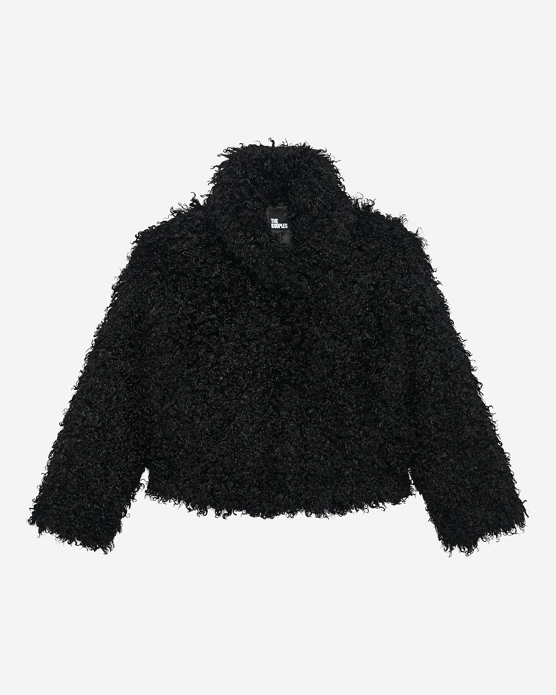 Short black fur-effect coat