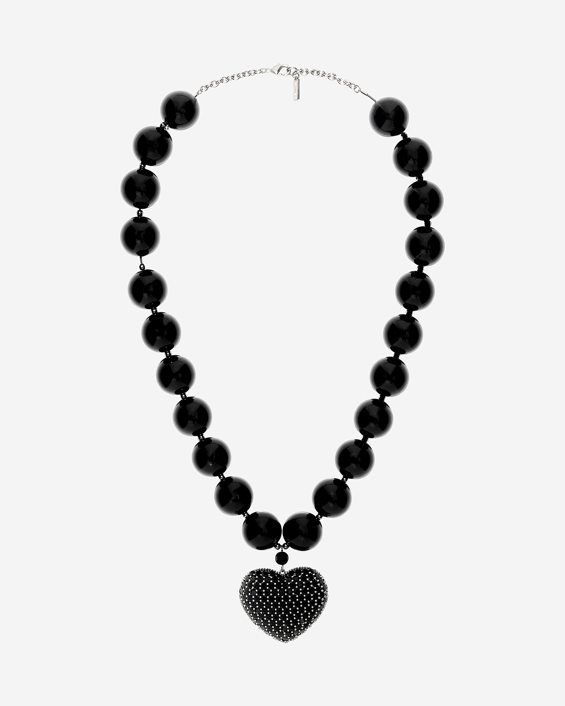 Black pearl heart pendant necklace