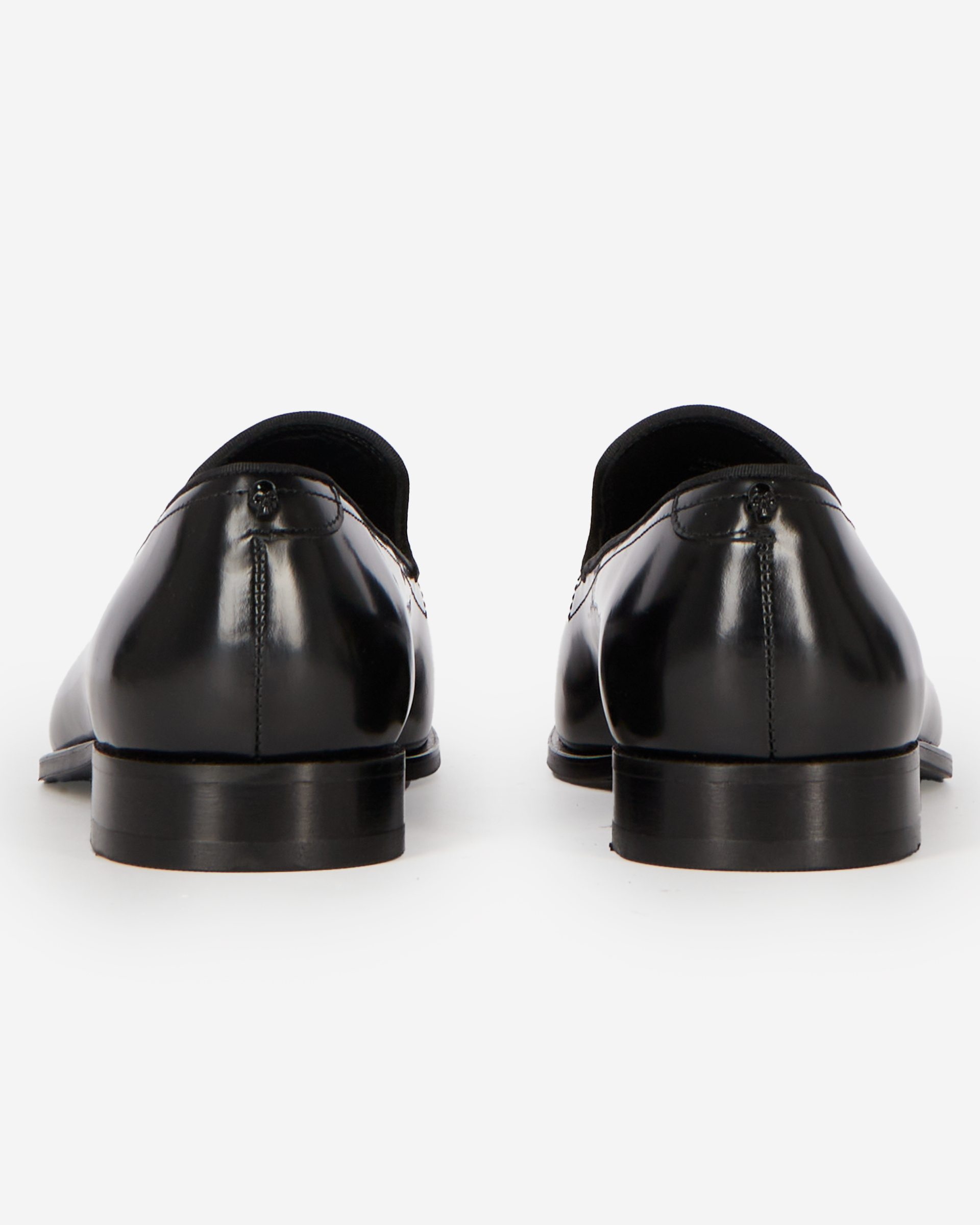 Black shiny leather loafers