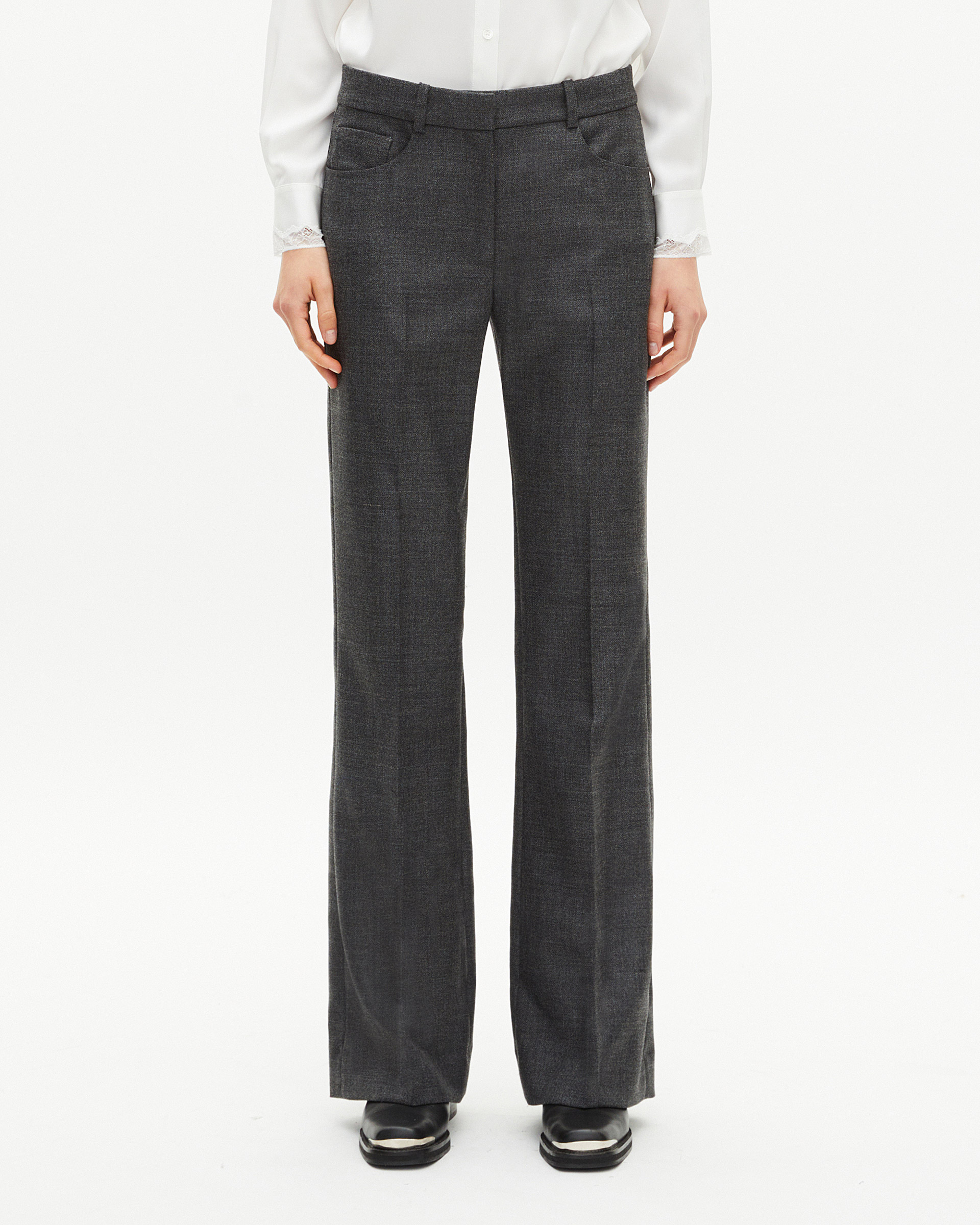 Dark grey wool bootcut pants