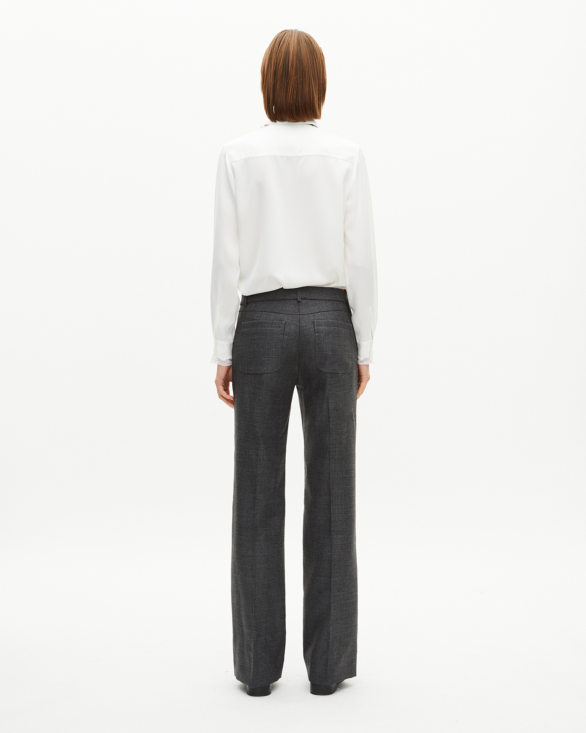 Dark grey wool bootcut pants