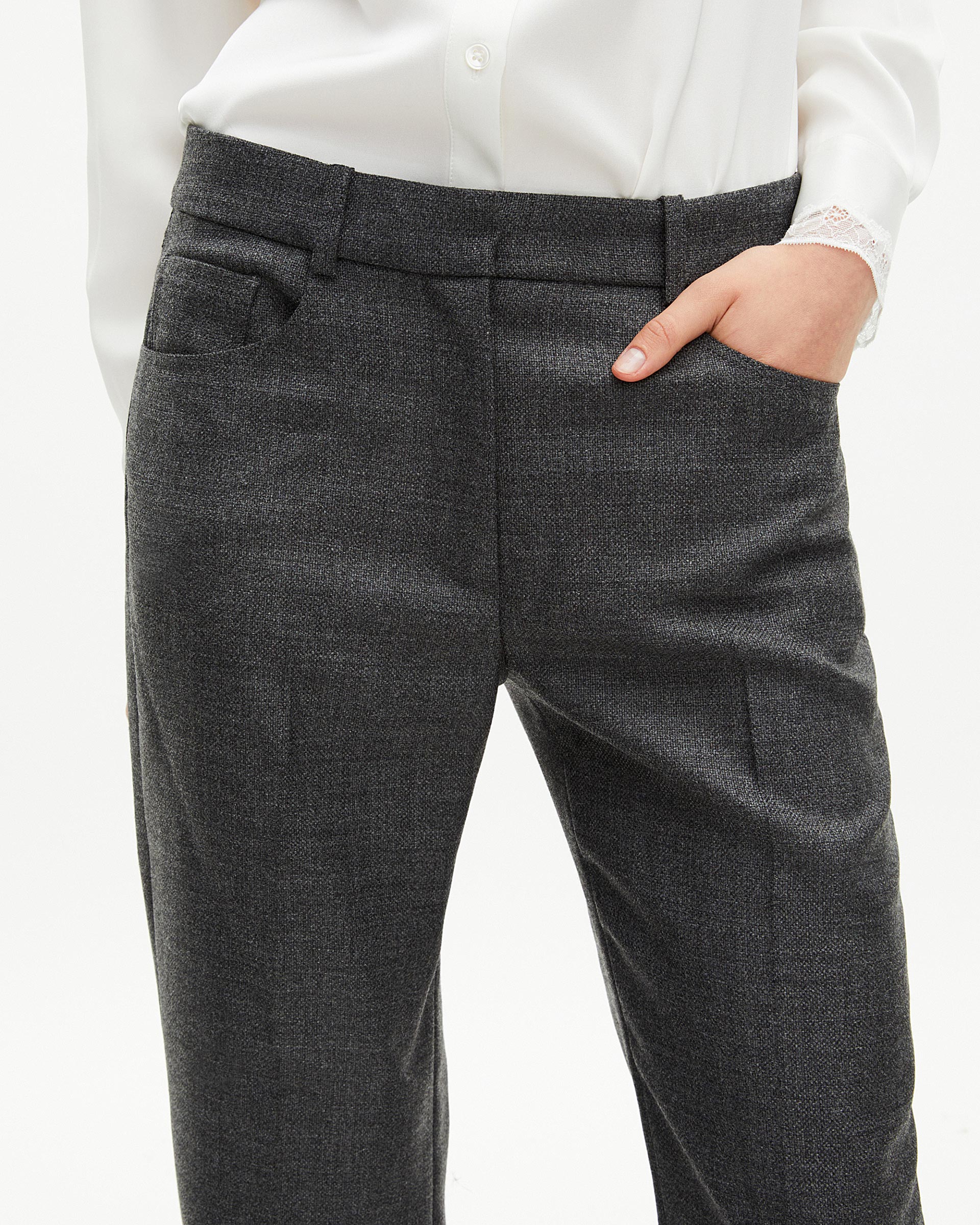 Dark grey wool bootcut pants