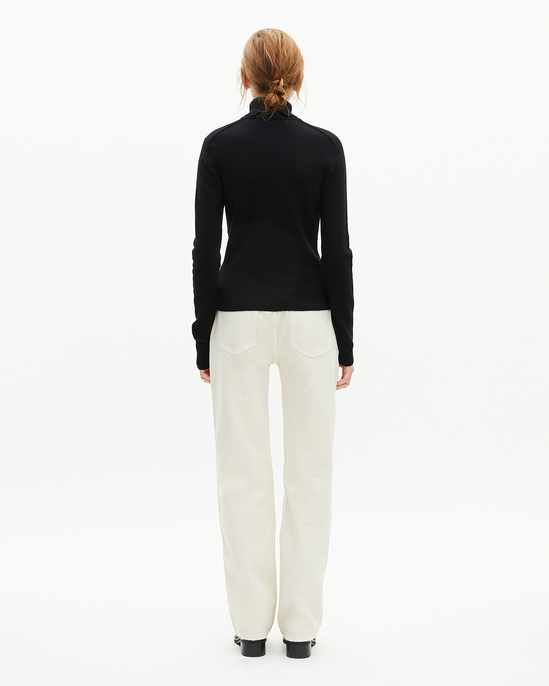 Black cashmere turtleneck sweater