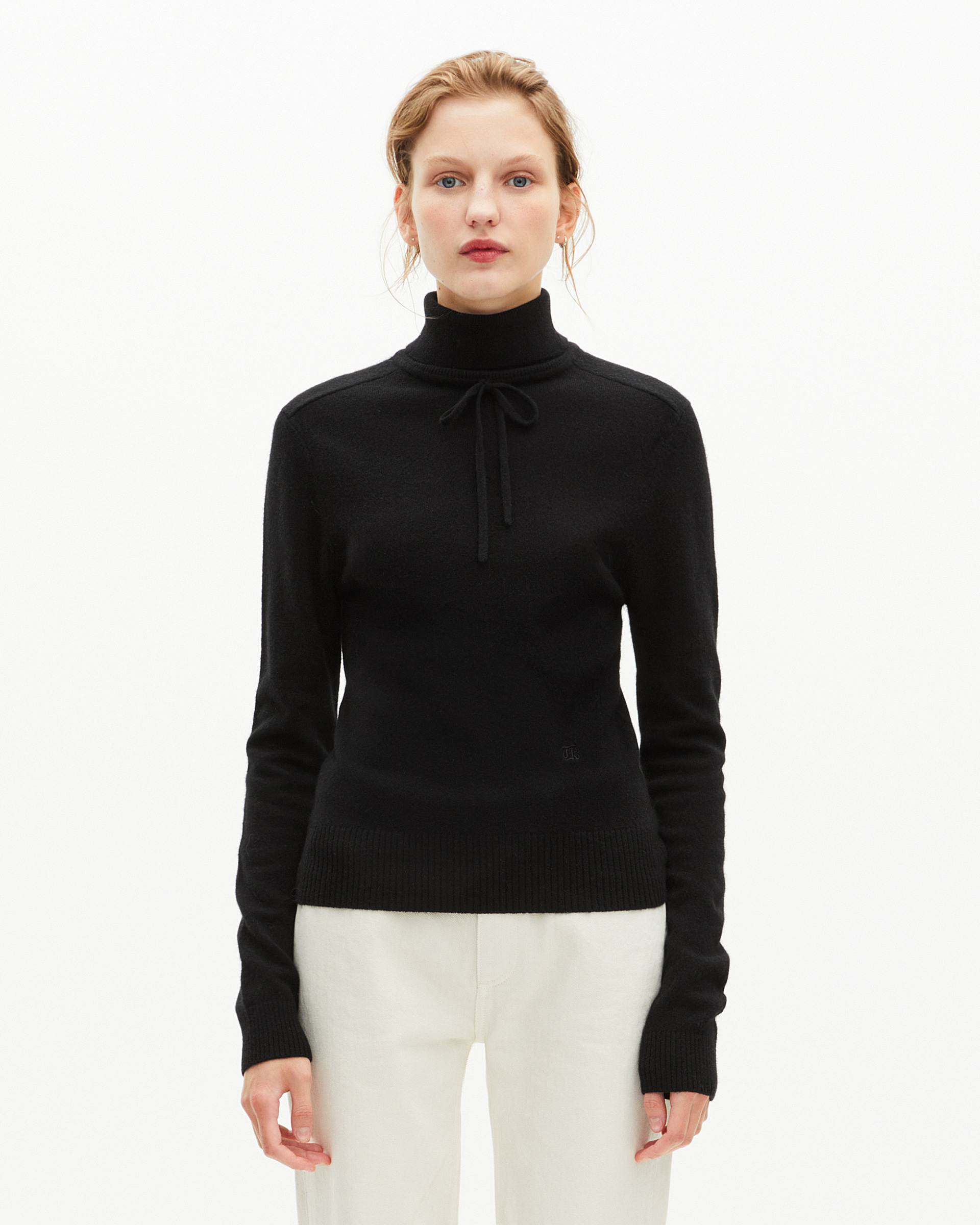 Black cashmere turtleneck sweater
