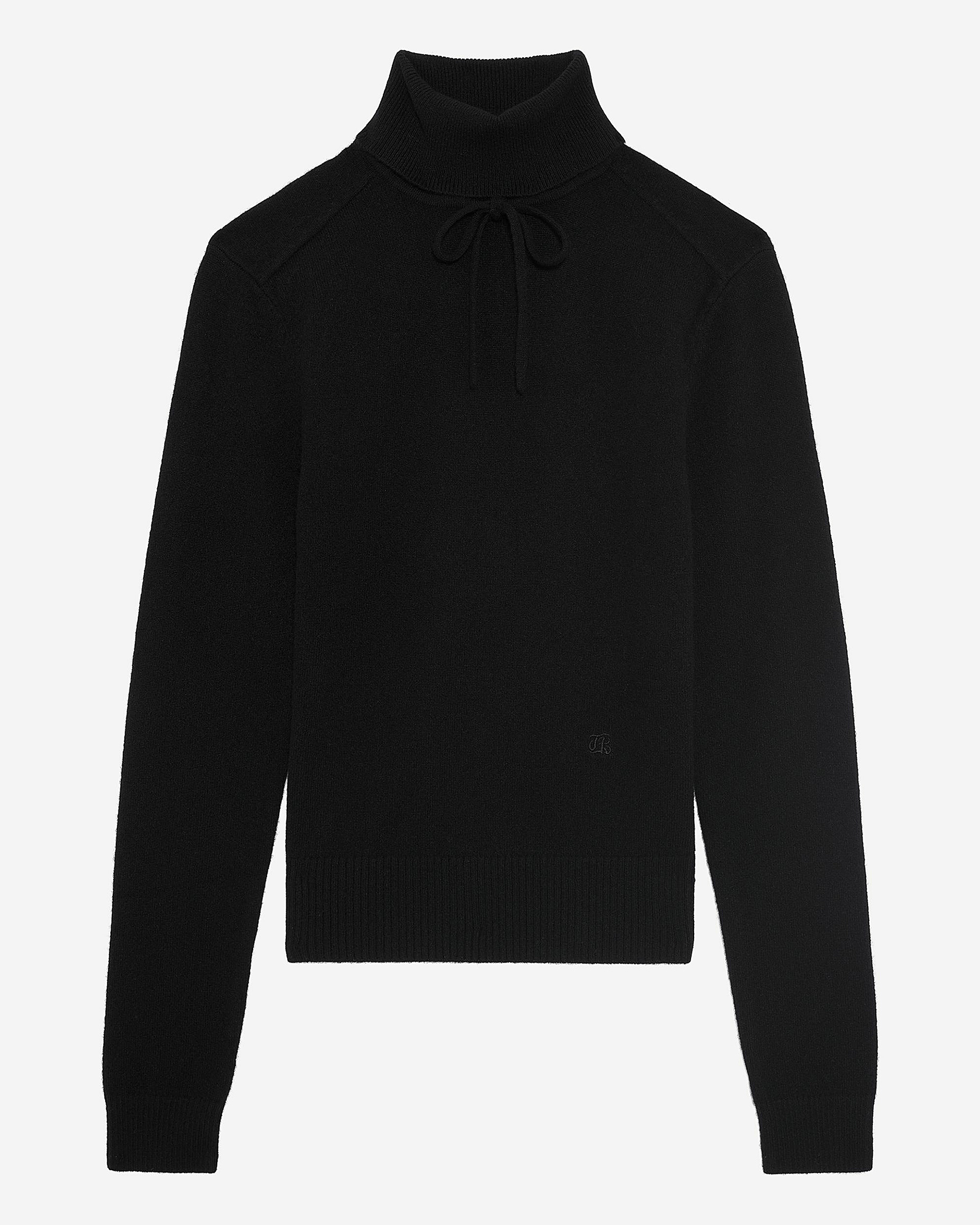 Black cashmere turtleneck sweater