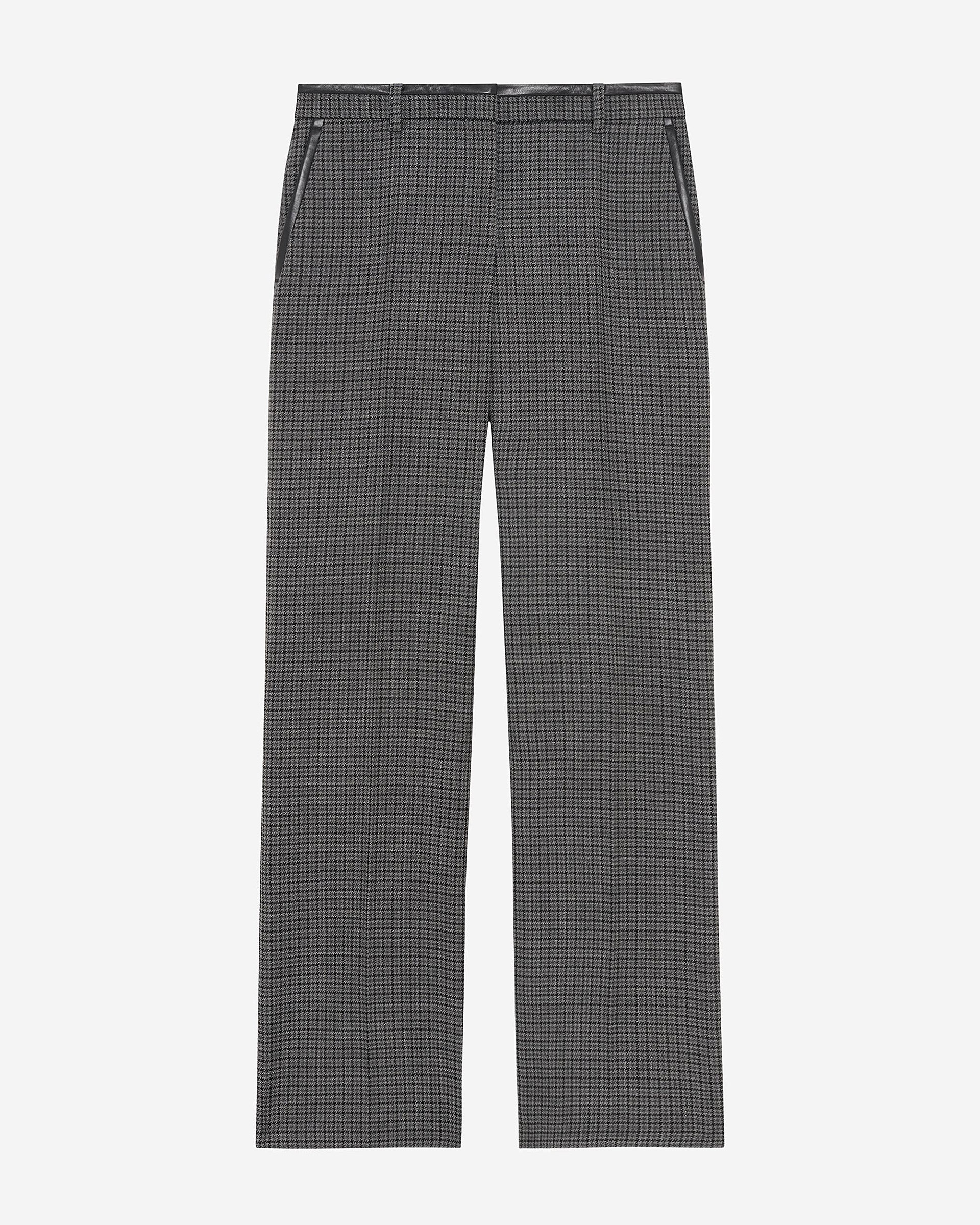 Black and grey straight-leg tailored pants
