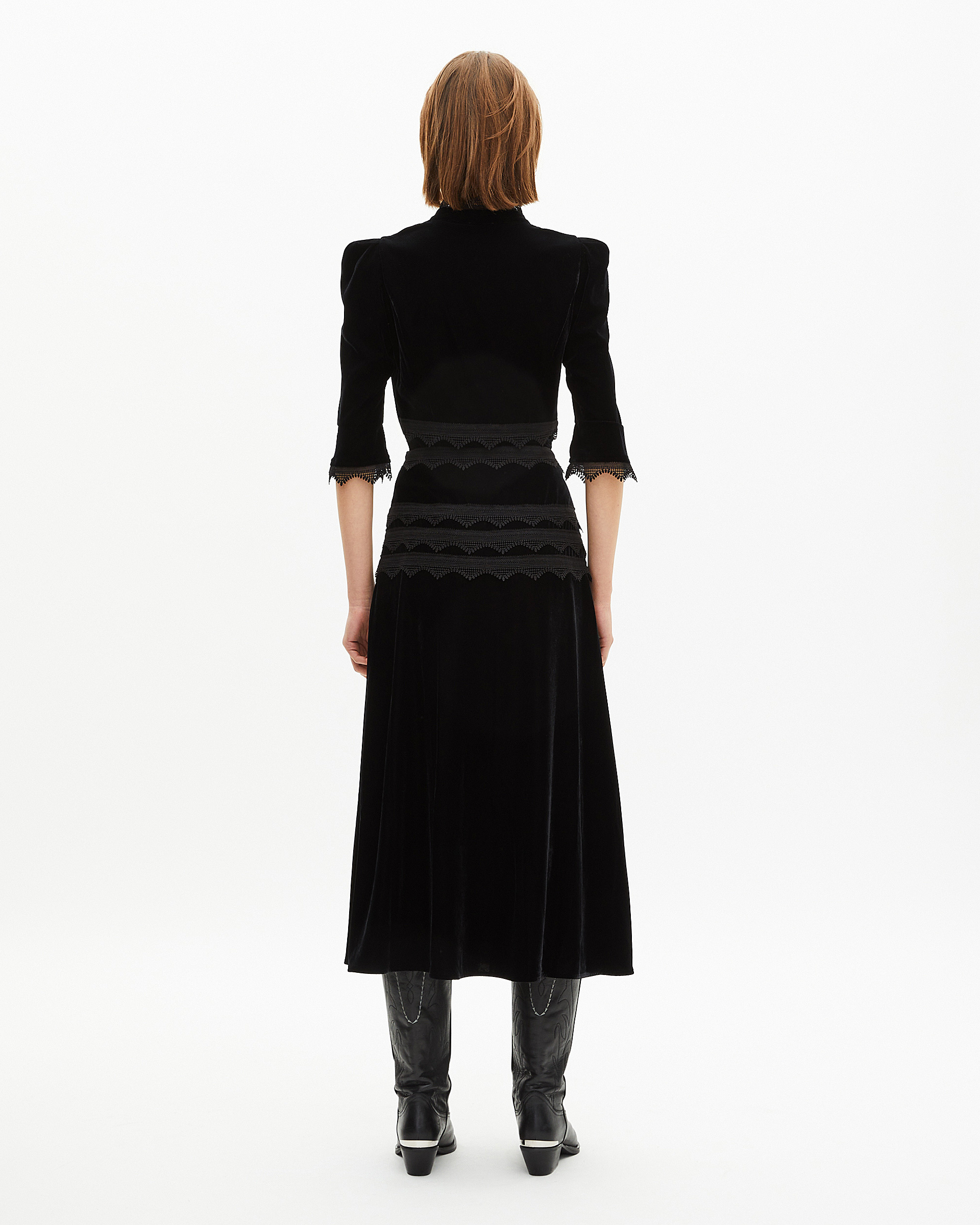 Long black velvet skirt