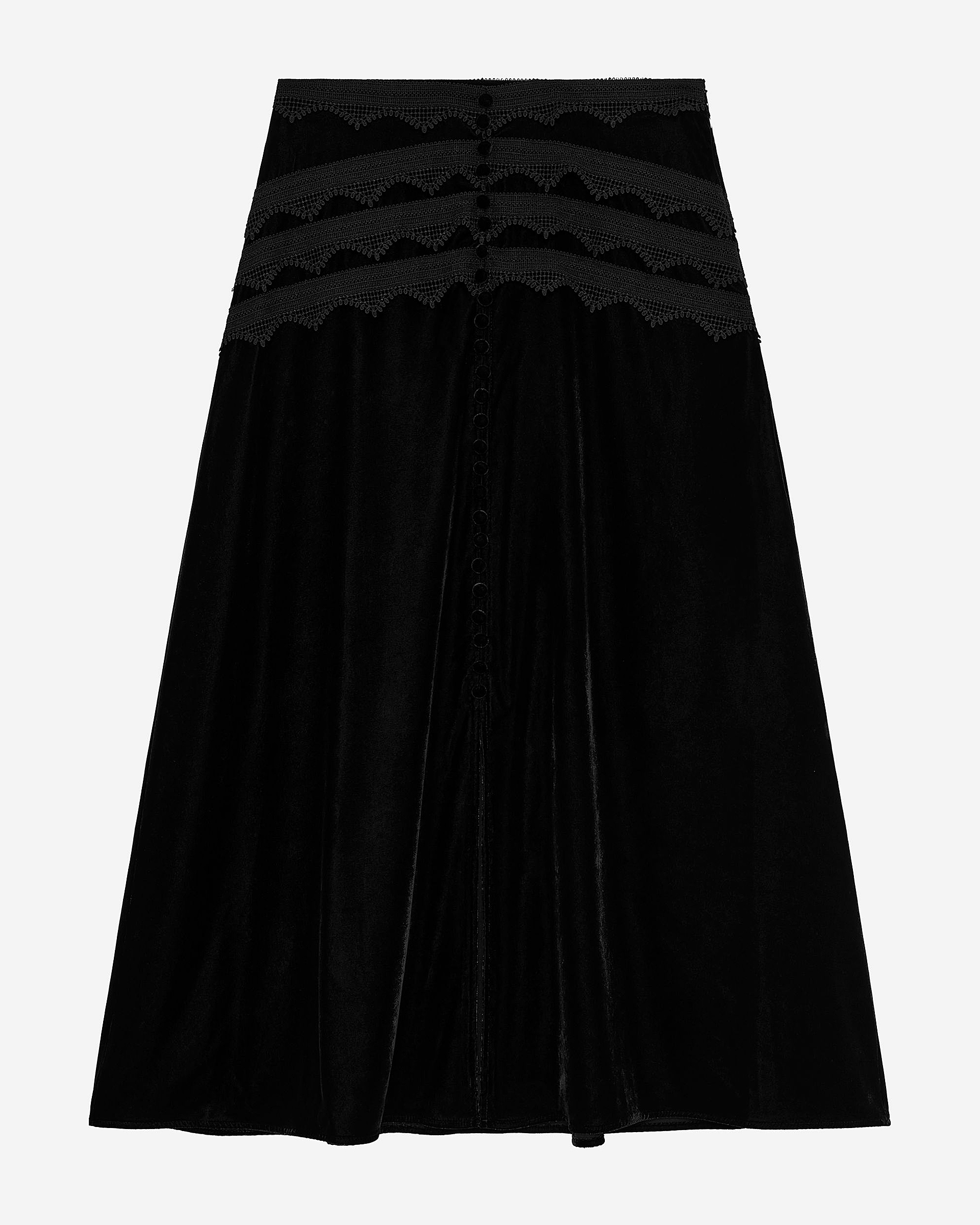 Long black velvet skirt